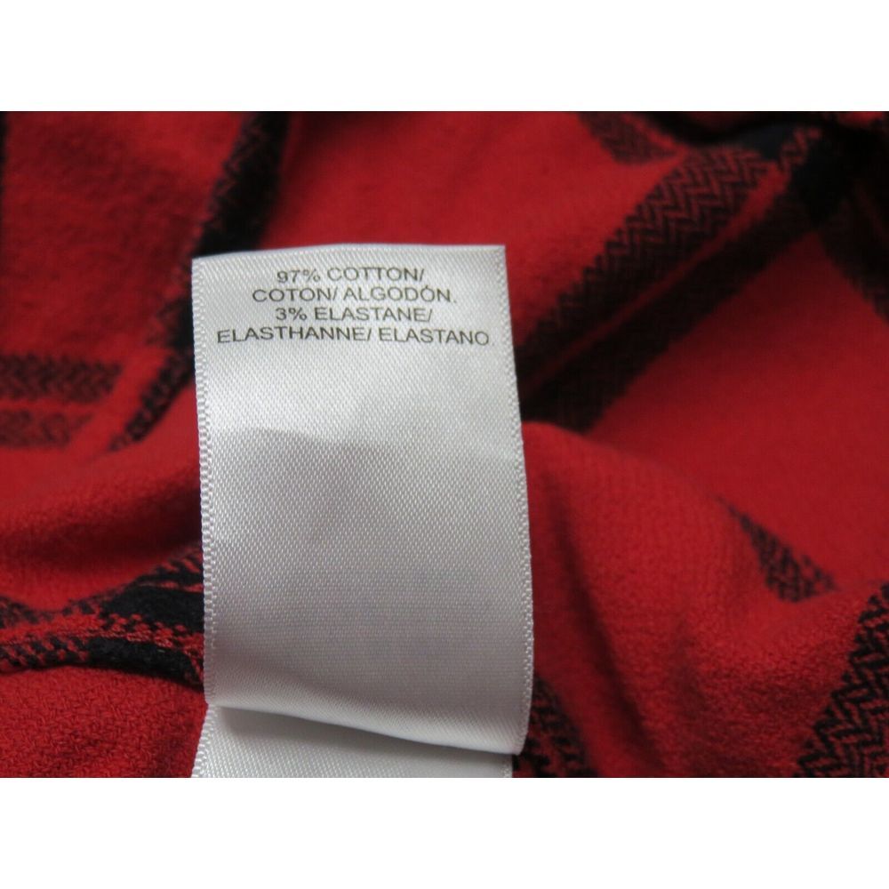 Lucky Brand Flannel Shirt Plaid‎ XL Cotton Red Black Cabincore Saturday Stretch - Picture 6 of 6